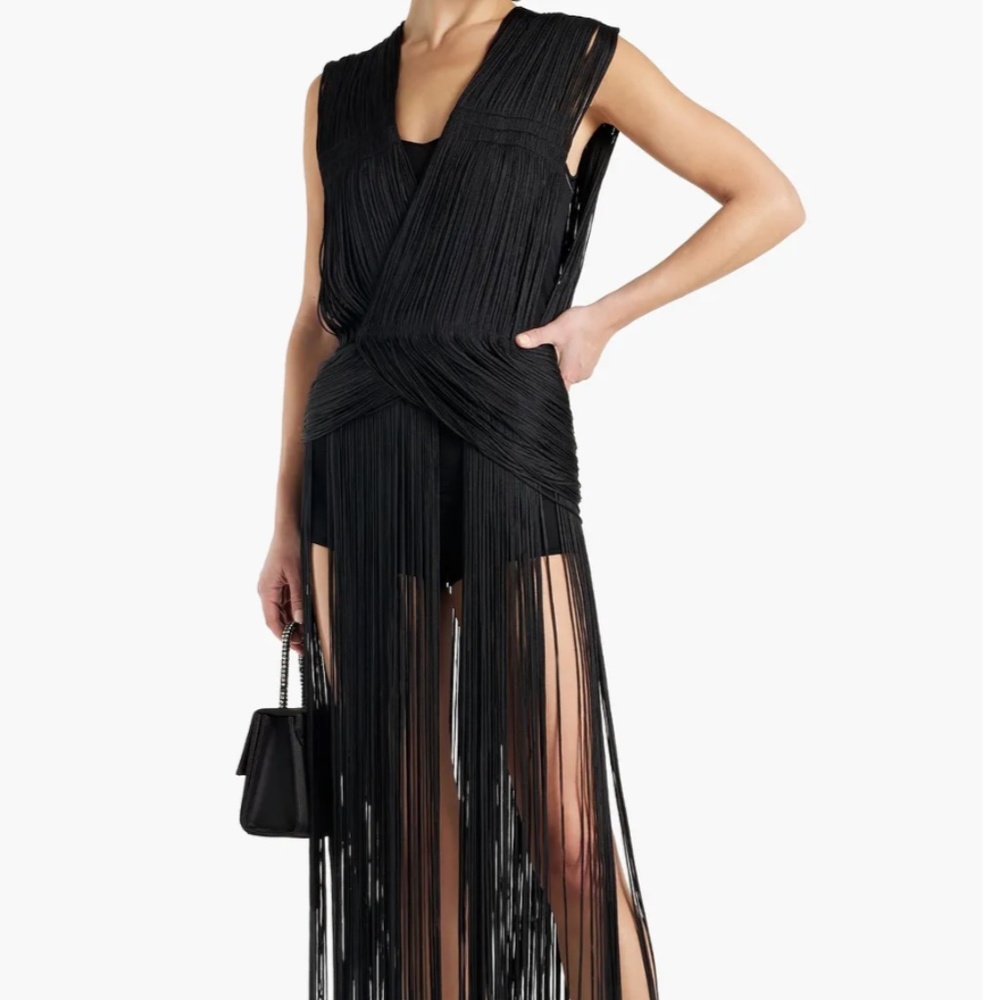 HERVÉ LÉGER FRINGE WRAP TOP/ DRESS - SIZE M